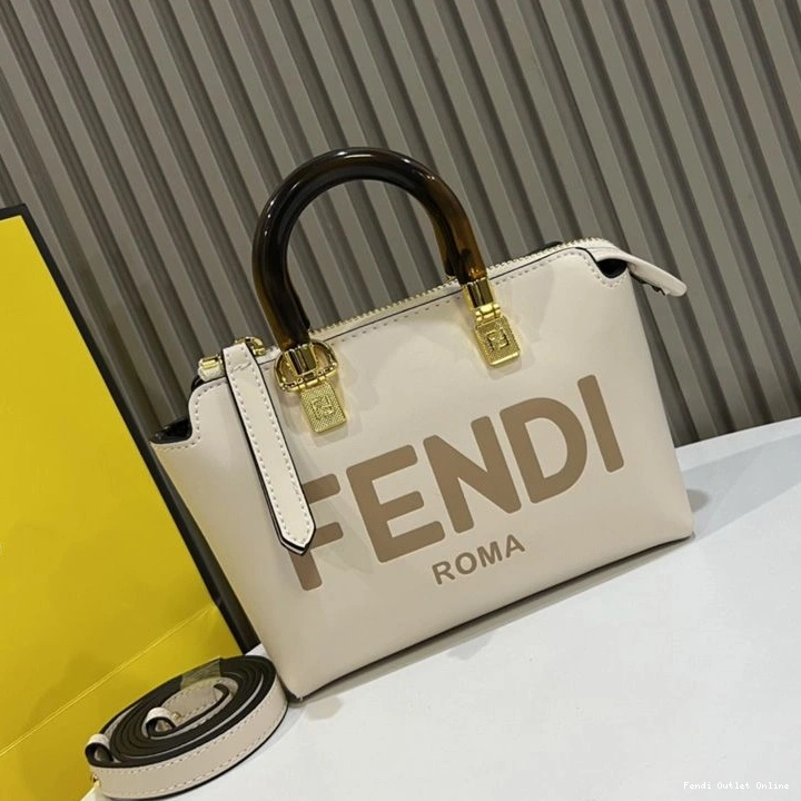 Affordable Leather Bag Boston By ROMA Fendi White The Logo Way Mini Calf In 0815